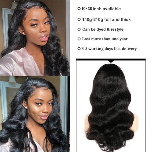 32 inch Long 4x4 Lace Closure Human Hair Wigs Body Wigs For Women Black