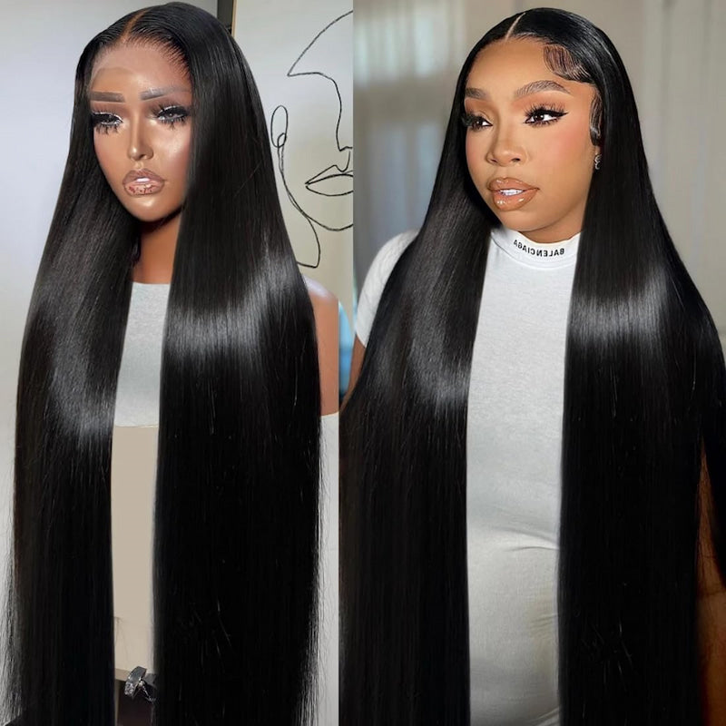 Megalook Best Quality SDD Bone Straight Transparent 13x4 Lace Frontal Wig Pre-bleached Pre-plucked With Natural Hairline