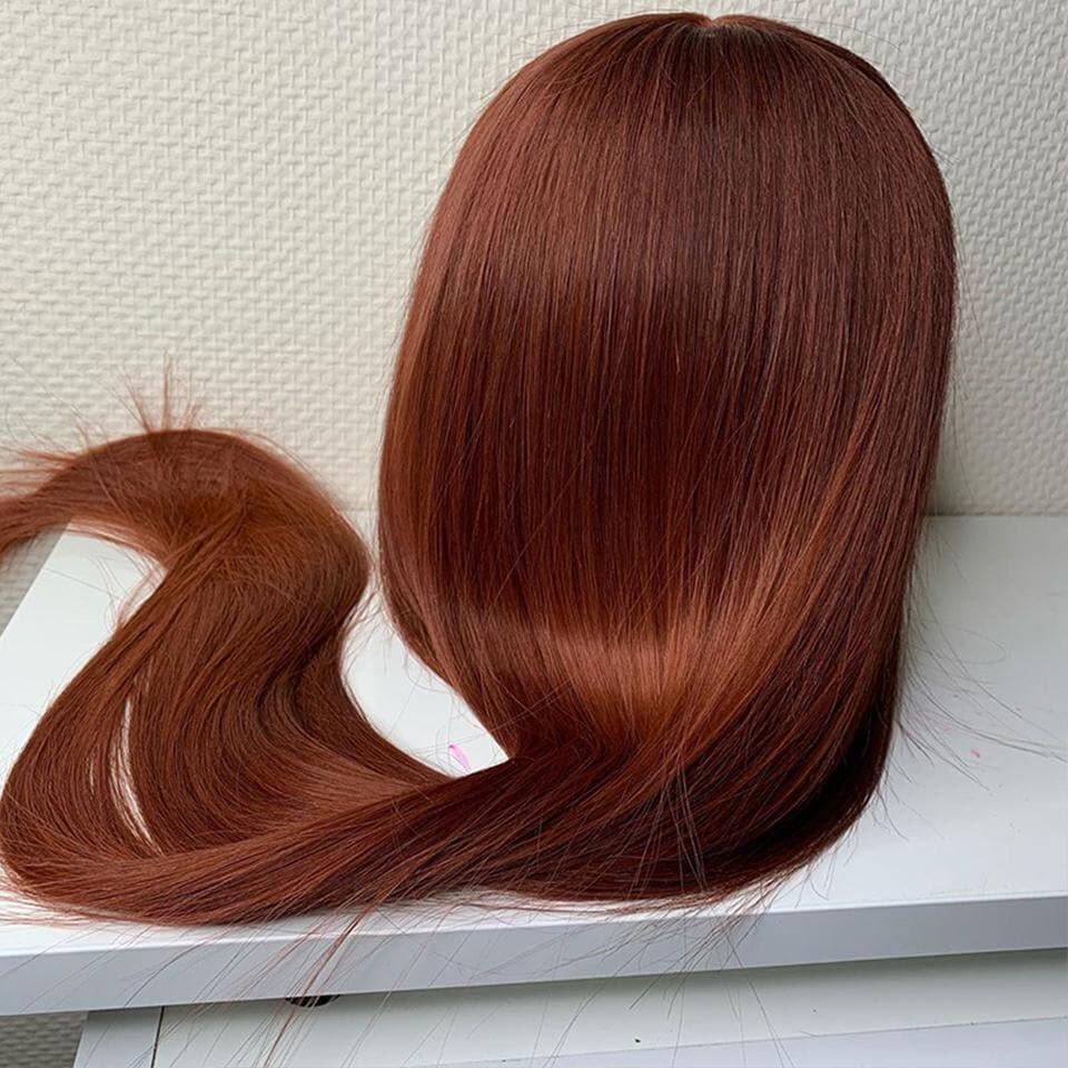 New #33 Red Brown Auburn Color Straight Human Hair Wig HD Lace 4X4/13X4 Lace Frontal Wigs