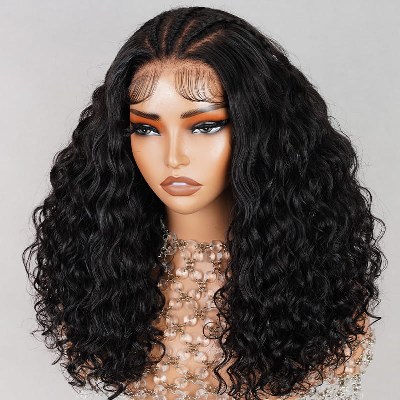 (Super Sale)Megalook Upgrade Salon Quality 6x5 Glueless Lace Pre Bleached Tiny Knots Ocean Wave  Double Drawn Natural Black Hair Wig