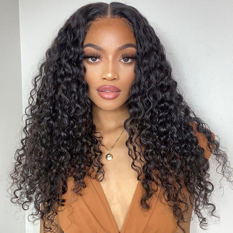 Megalook 10-32inch Water Wave Human Hair Lace Closure Wig 5x5 Lace Closure Wigs