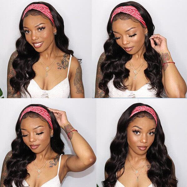 Affordable Headband Wig 180% Density Body Wave Human Hair Wig | THROW ON & GO