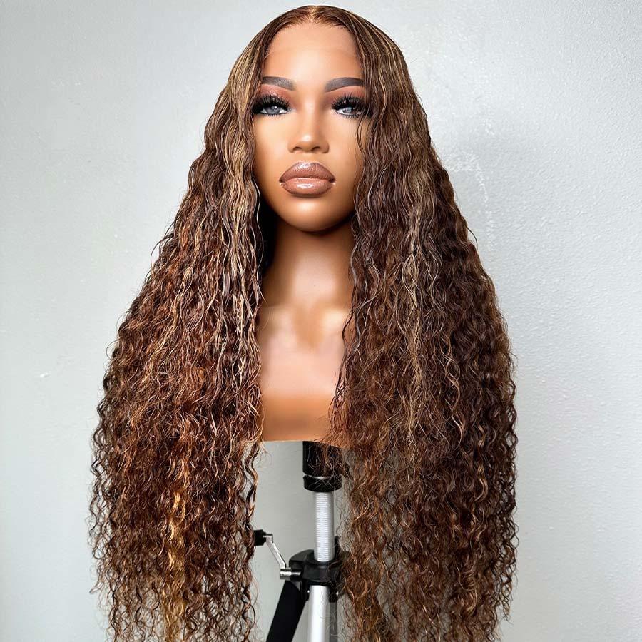 WOWANGEL 4/27# Highlight 9X6 Wear Go Glueless Wig Curl HD Lace Closure Wigs