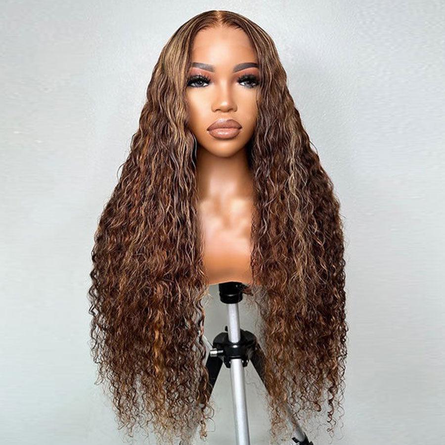 WOWANGEL 4/27# Highlight 9X6 Wear Go Glueless Wig Curl HD Lace Closure Wigs