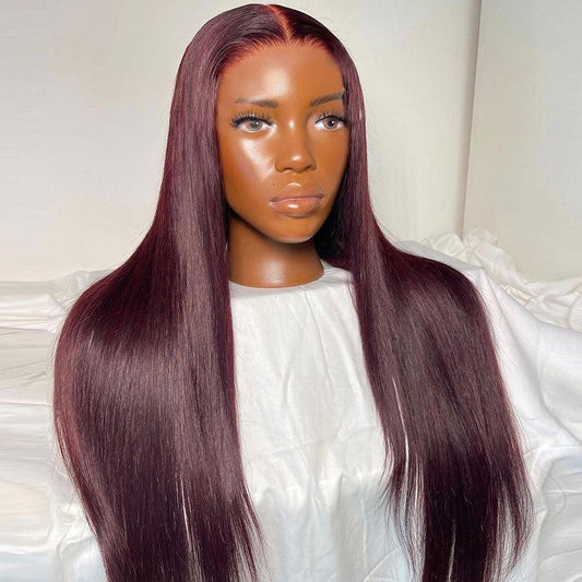 WOWANGEL 99J Burgundy 5X5 HD Lace Closure Wig Straight Glueless Wigs