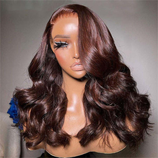 WOWANGEL 9X6 Wear Go Glueless Wig Dark Reddish Brown HD Lace Wigs Body Wave