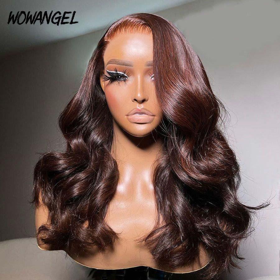 WOWANGEL 9X6 Wear Go Glueless Wig Dark Reddish Brown HD Lace Wigs Body Wave