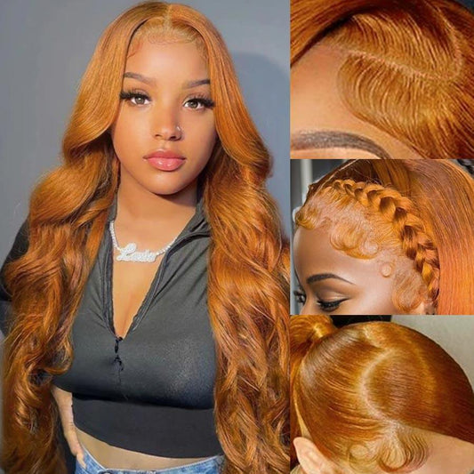 WOWANGEL 9X6 Wear Go Glueless Wig Ginger Color HD Lace Wigs Body Wave