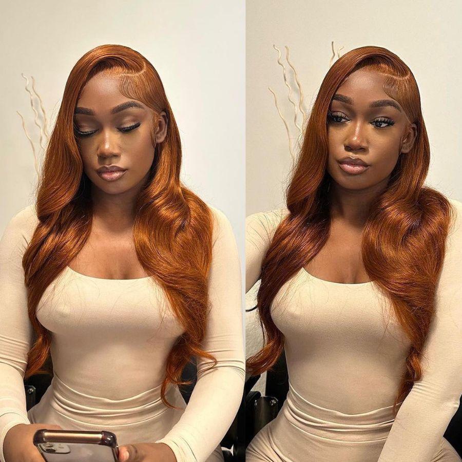 WOWANGEL 9X6 Wear Go Glueless Wig Ginger Color HD Lace Wigs Body Wave