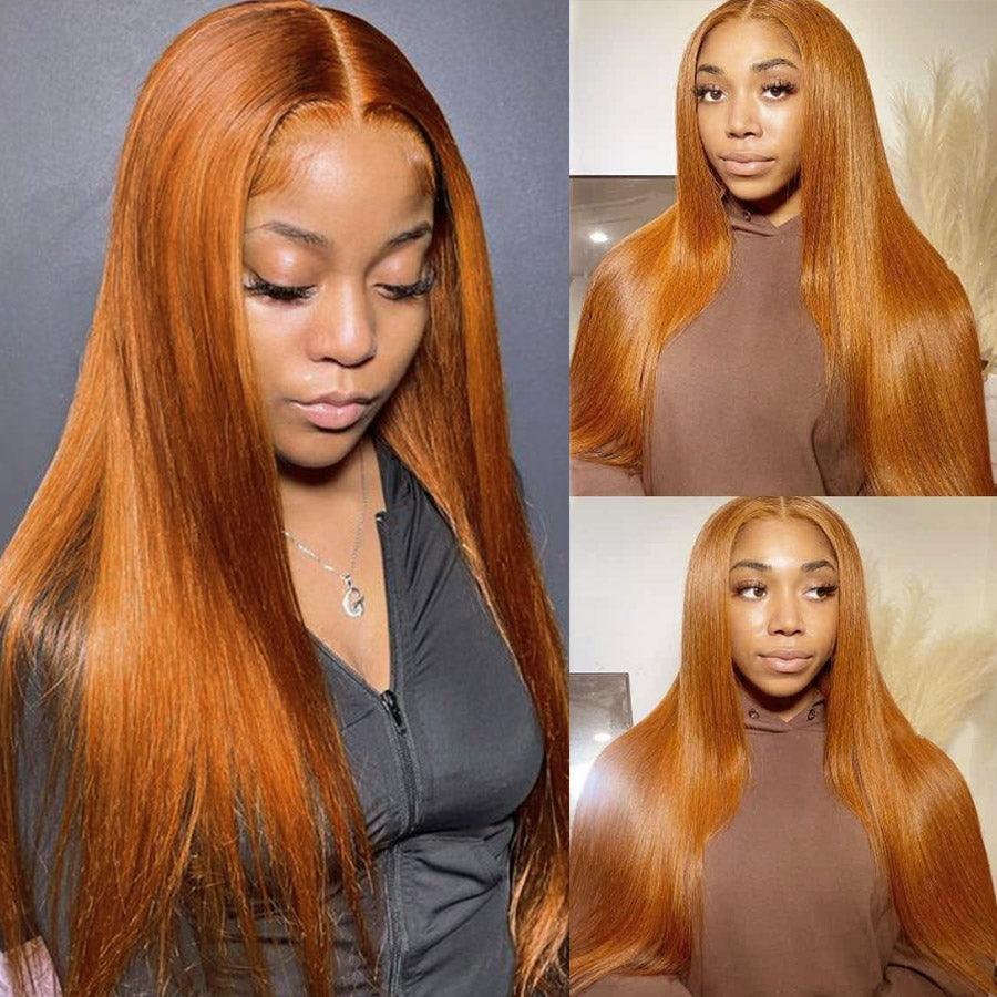 WOWANGEL 9X6 Wear Go Glueless Wig Ginger Color Straight HD Lace Wigs