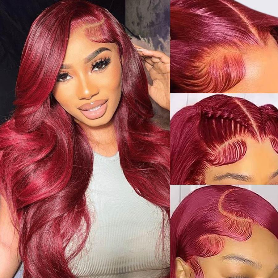 WOWANGEL 9X6 Wear Go Glueless Wig Plum Red HD Lace Wigs