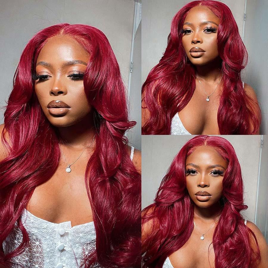 WOWANGEL 9X6 Wear Go Glueless Wig Plum Red HD Lace Wigs