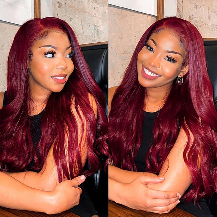 WOWANGEL 9X6 Wear Go Glueless Wig Plum Red HD Lace Wigs