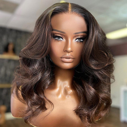 WOWANGEL Dark Auburn 5X5 HD Lace Closure Wig Body Wave Wear & Go Wig