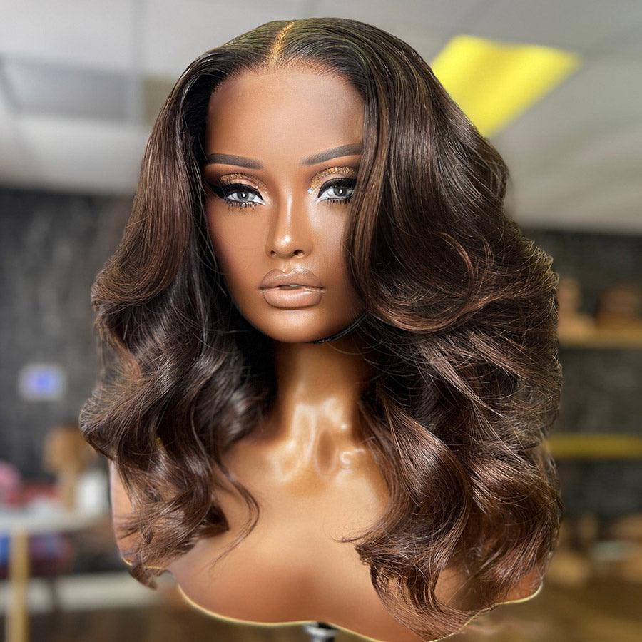 WOWANGEL Dark Auburn 5X5 HD Lace Closure Wig Body Wave Wear & Go Wig