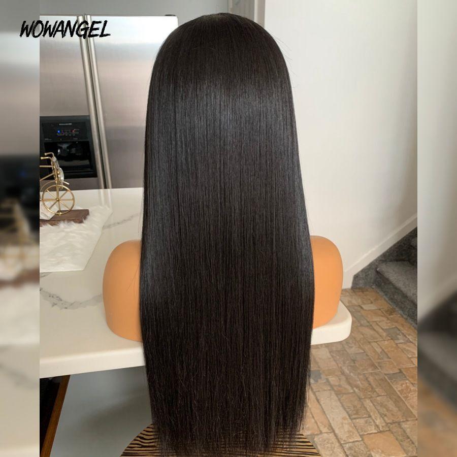 WOWANGEL Fringe Straight HD Lace Wear & Go Wig With Bangs Glueless Closure Wigs