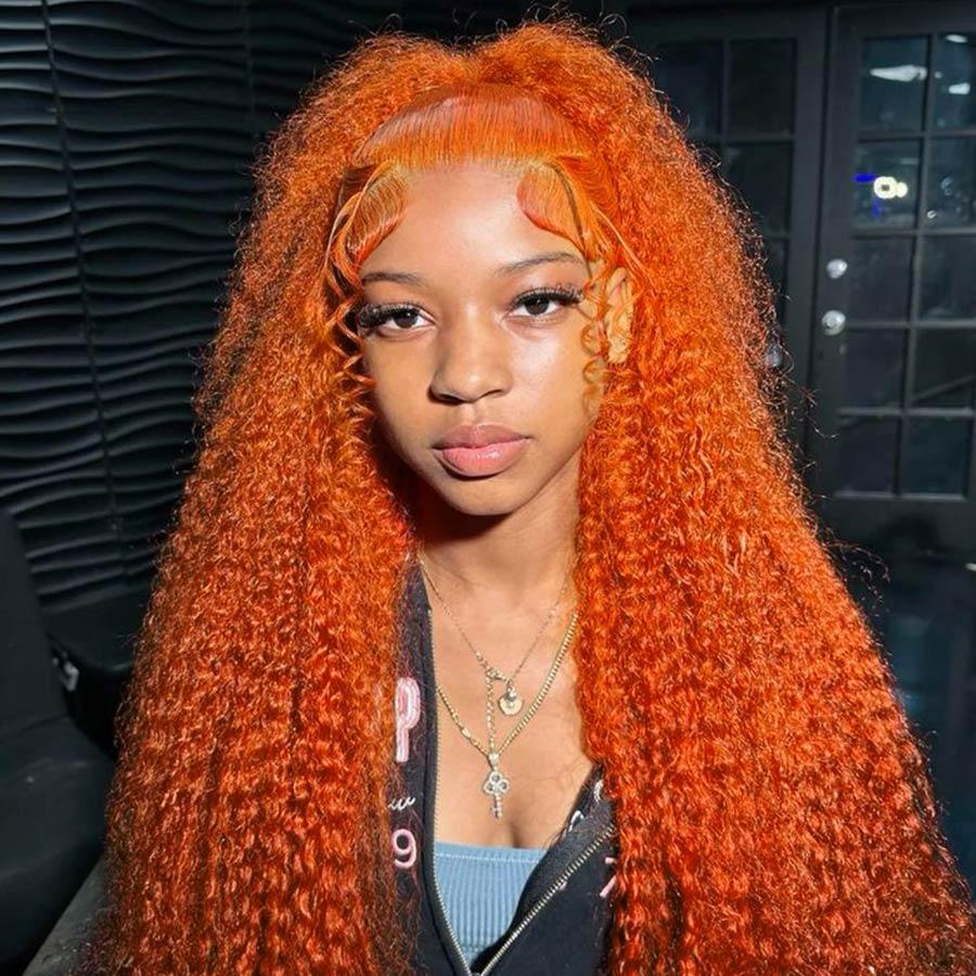 WOWANGEL Ginger Orange Curly 9X6 Wear Go Glueless Wig HD Lace Wigs