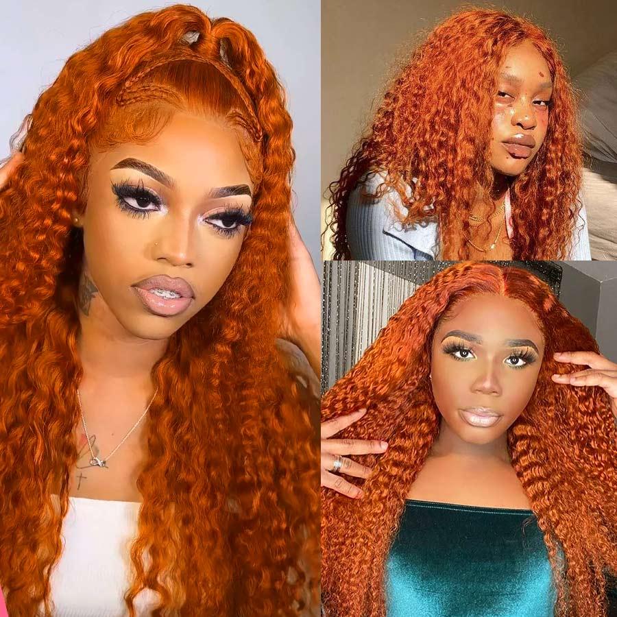 WOWANGEL Ginger Orange Curly 9X6 Wear Go Glueless Wig HD Lace Wigs