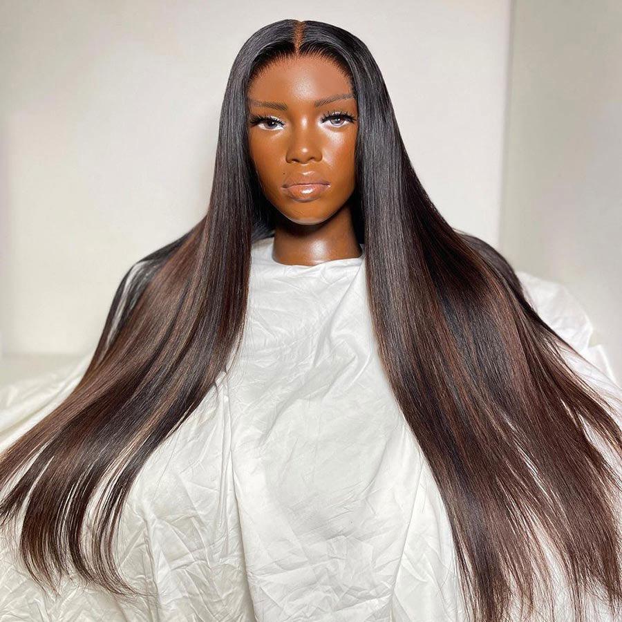 WOWANGEL Highlight 5X5 HD Lace Closure Wig Straight Wear & Go Wig