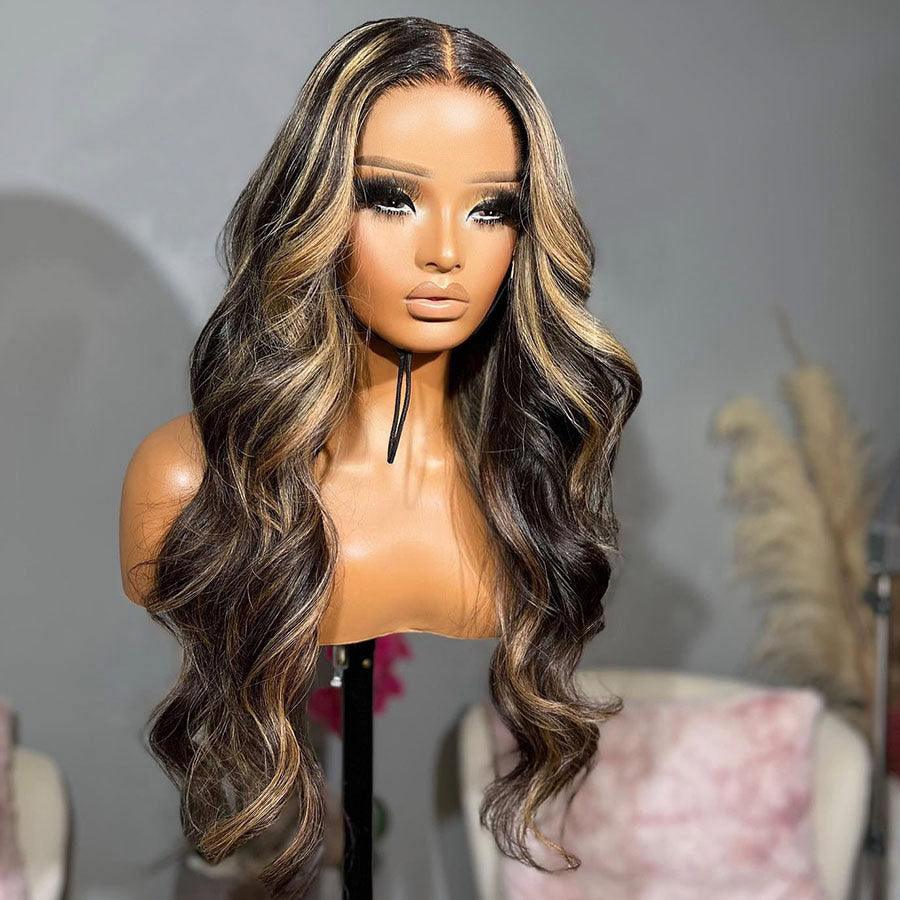 WOWANGEL Honey Blonde Highlight 5X5 HD Lace Closure Wig Wear & Go Glueless