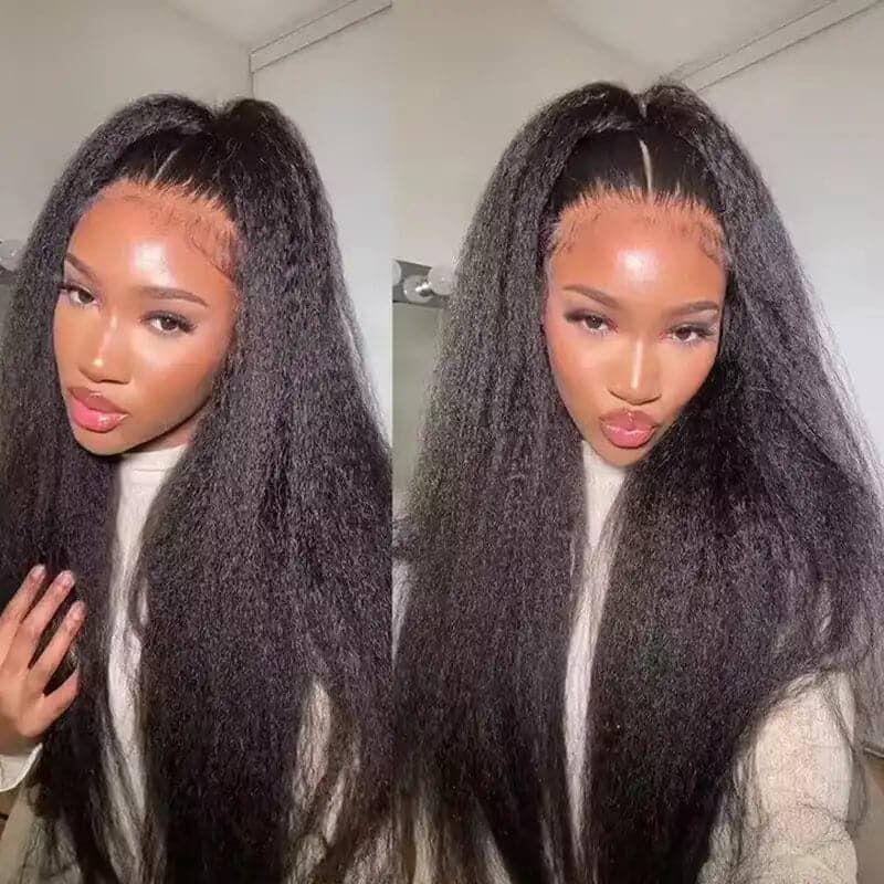 Pre Cut Lace | Kinky Straight HD Lace Closure Wig With Pre-plucked Edges 6x5 HD Lace Closure Wig Easy Wear And Go