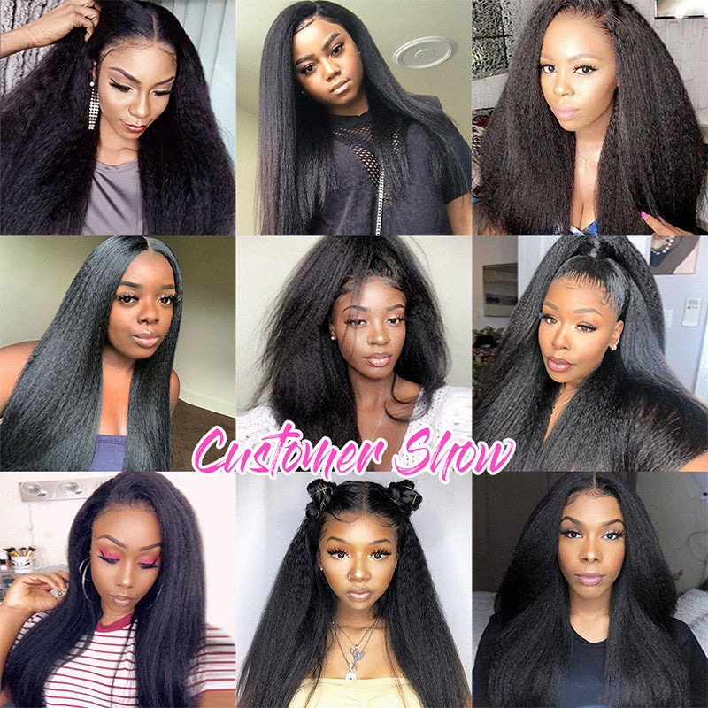 Megalook Bogo Free Yaki Straight/1BP30 Body Wave Human Hair Wigs 4x4 Lace Closure Wigs Natural Hairline Preplucked With Baby Hair