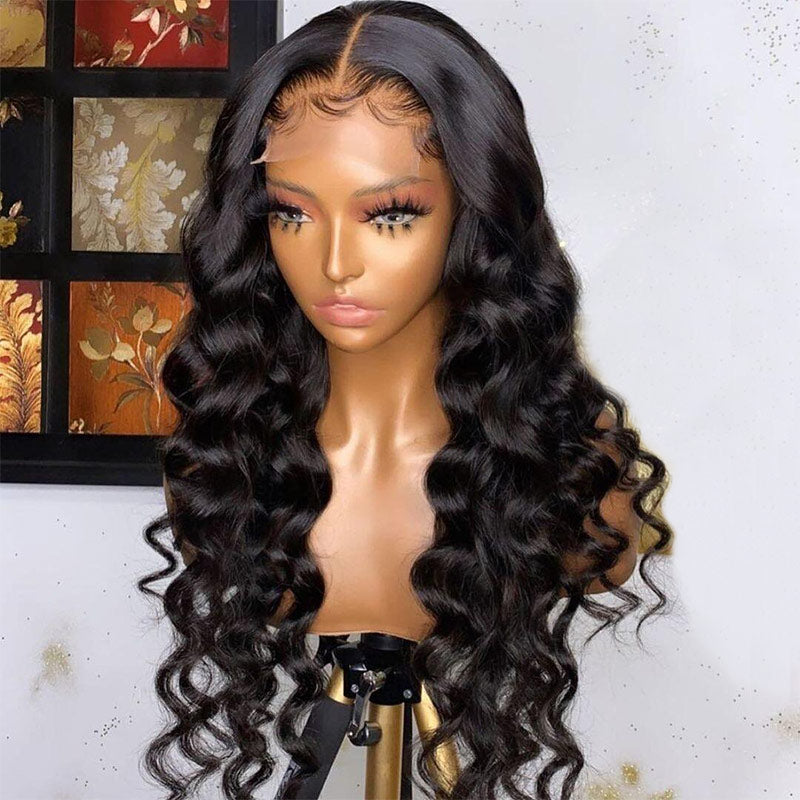 Megalook Loose Wave 4X4/13x4 Upgrade REAL HD lace Wigs Crystal Lace Frontal Hair Pre Plucked With Baby Hair Wigs For Women Black