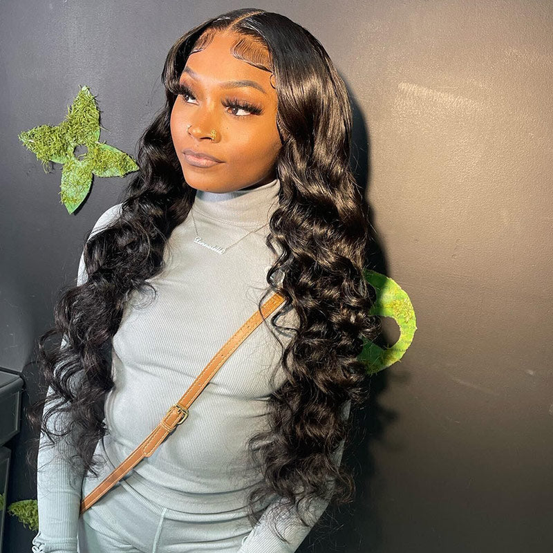 Megalook Loose Wave 4X4/13x4 Upgrade REAL HD lace Wigs Crystal Lace Frontal Hair Pre Plucked With Baby Hair Wigs For Women Black